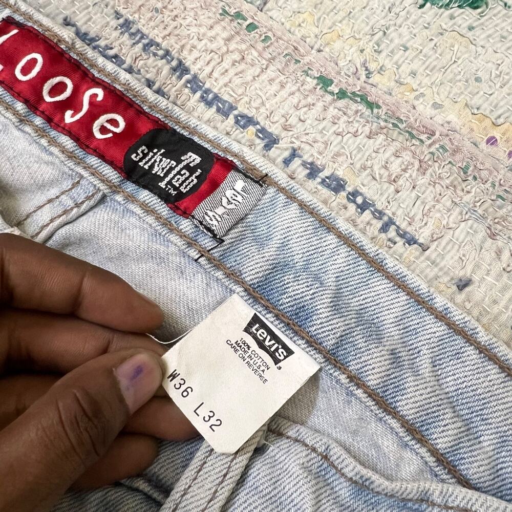 Vintage Levi's SilverTab Baggy Jeans Mens 35x33 Blue Denim Y2K Loose Lightwash - Picture 8 of 16